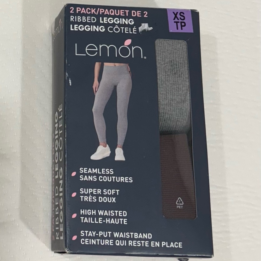 Lemon Ribbed Leggings 1-Pack – Gray and Brown